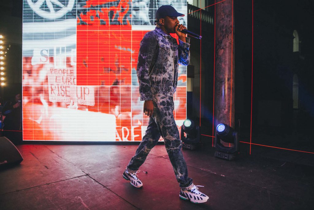 Skepta performs at the V&A wearing custom made Levis