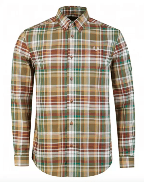 Fred Perry Grey Thompson Tartan Men's Long Sleeve Shirt M7380-119 